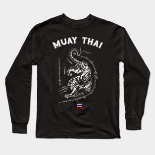 Muay Thai Tiger Sak Yant Tattoo Kickboxing Thailand Long Sleeve T-Shirt